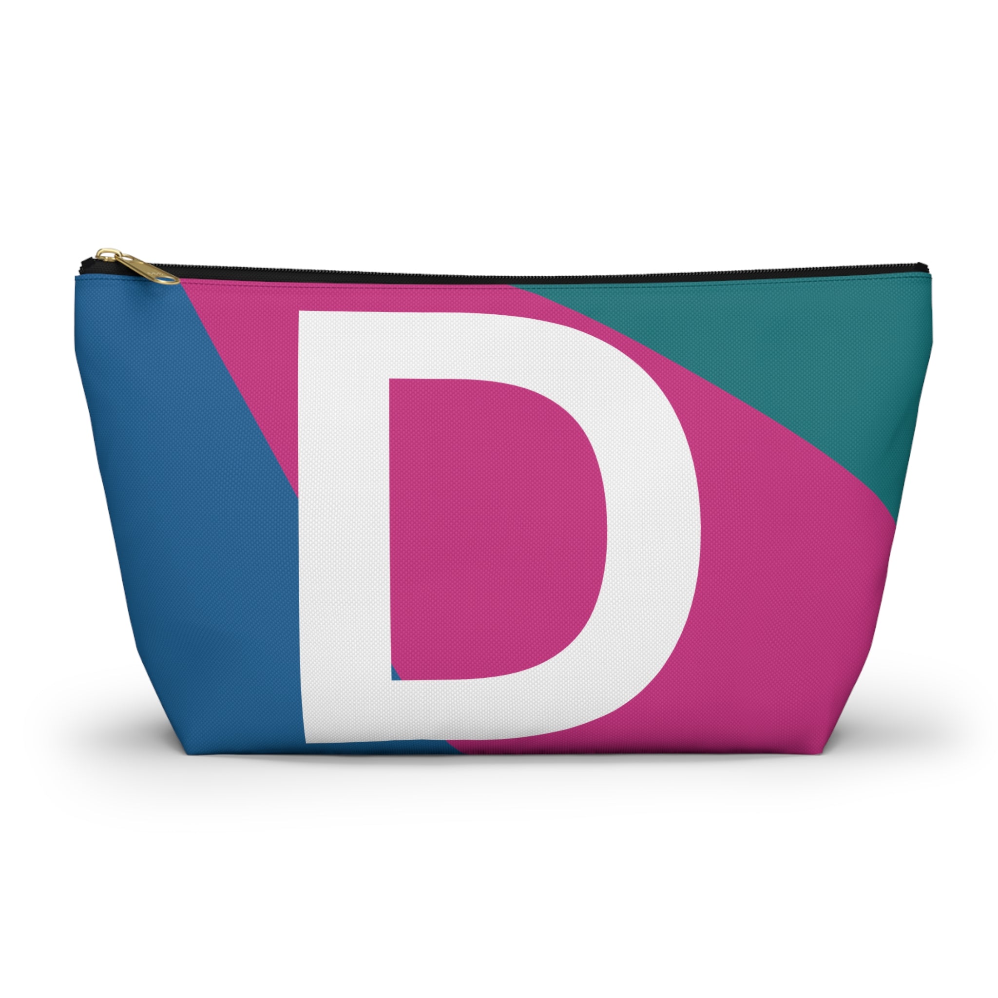 Initials Colorblock Accessory Pouch — Monogram D T-Bottom Cosmetic Bag
