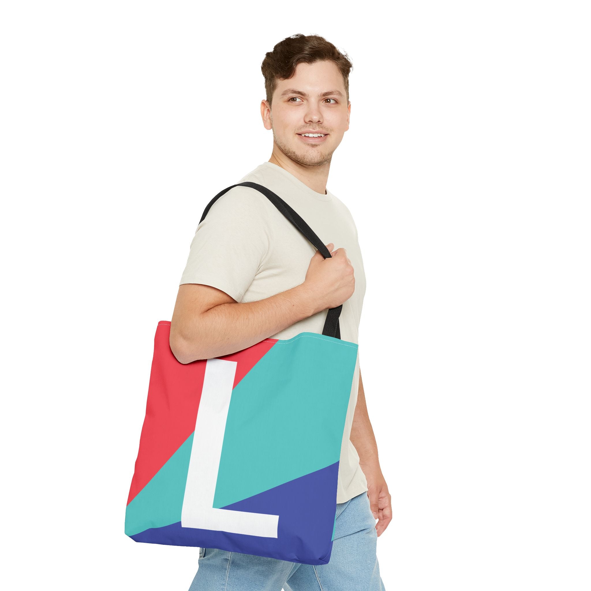 Monogram 'L' Colorblock Tote Bag — Personalized Initial L Shoulder Tote