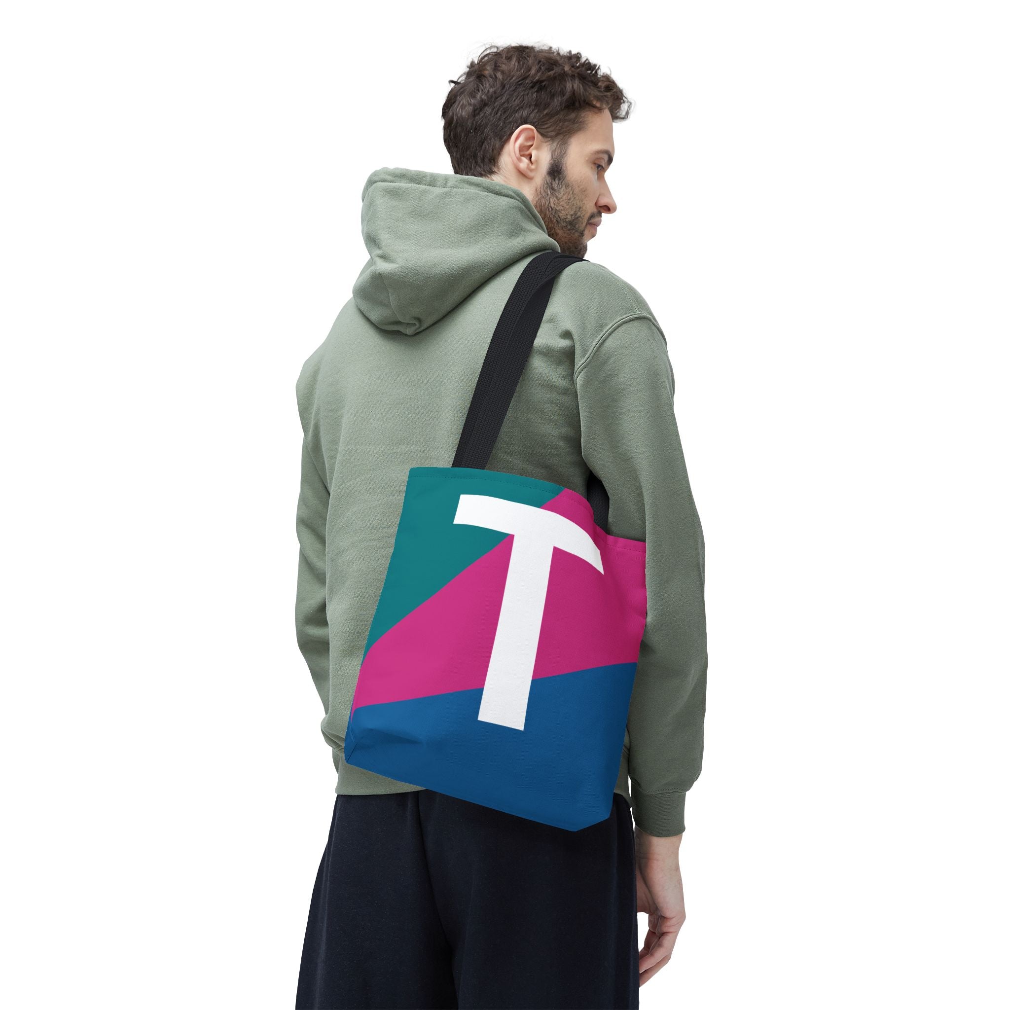 Monogram 'T' Colorblock Tote Bag — Personalized Initial T Shoulder Tote