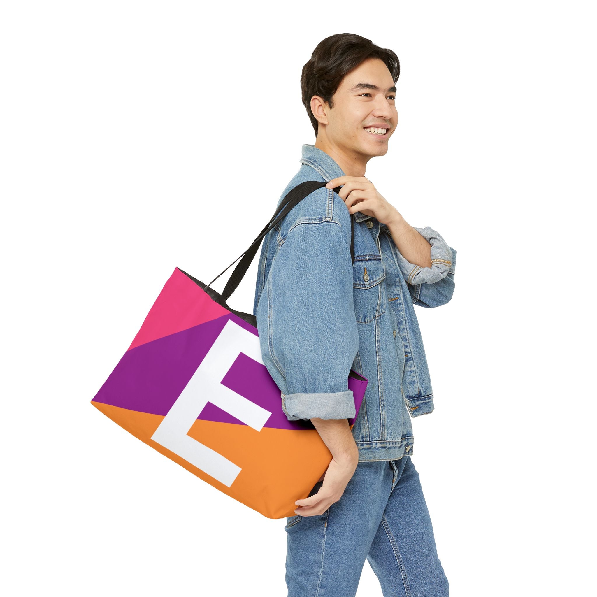 Personalized 'E' Colorblock Tote Bag — Monogram Weekender Tote