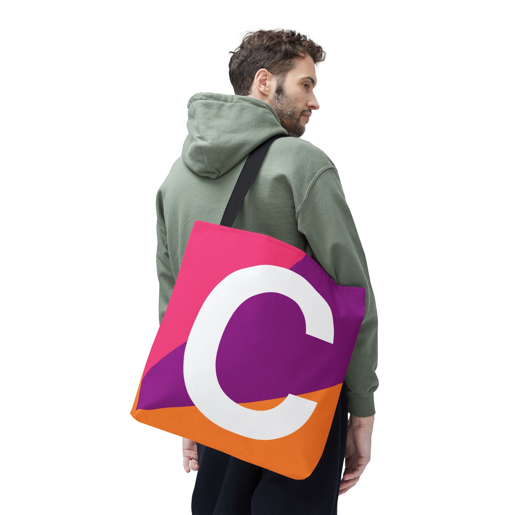 Monogram 'C' Colorblock Tote Bag — Personalized Initial C Shoulder Tote