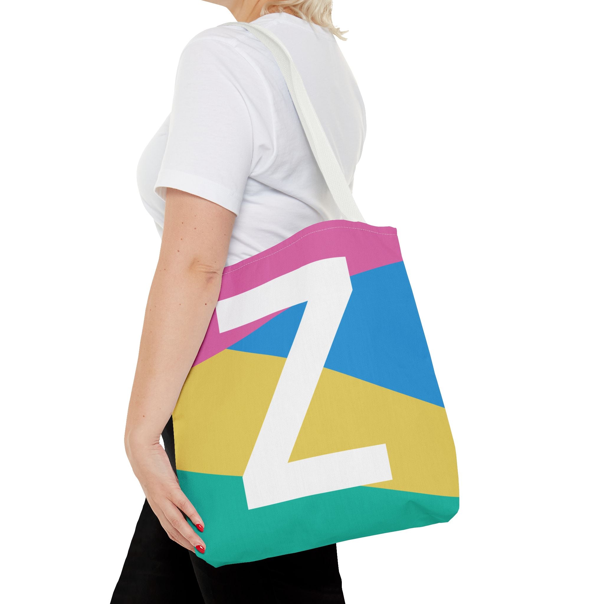 Monogram 'Z' Colorblock Tote Bag — Personalized Initial Z Shoulder Tote