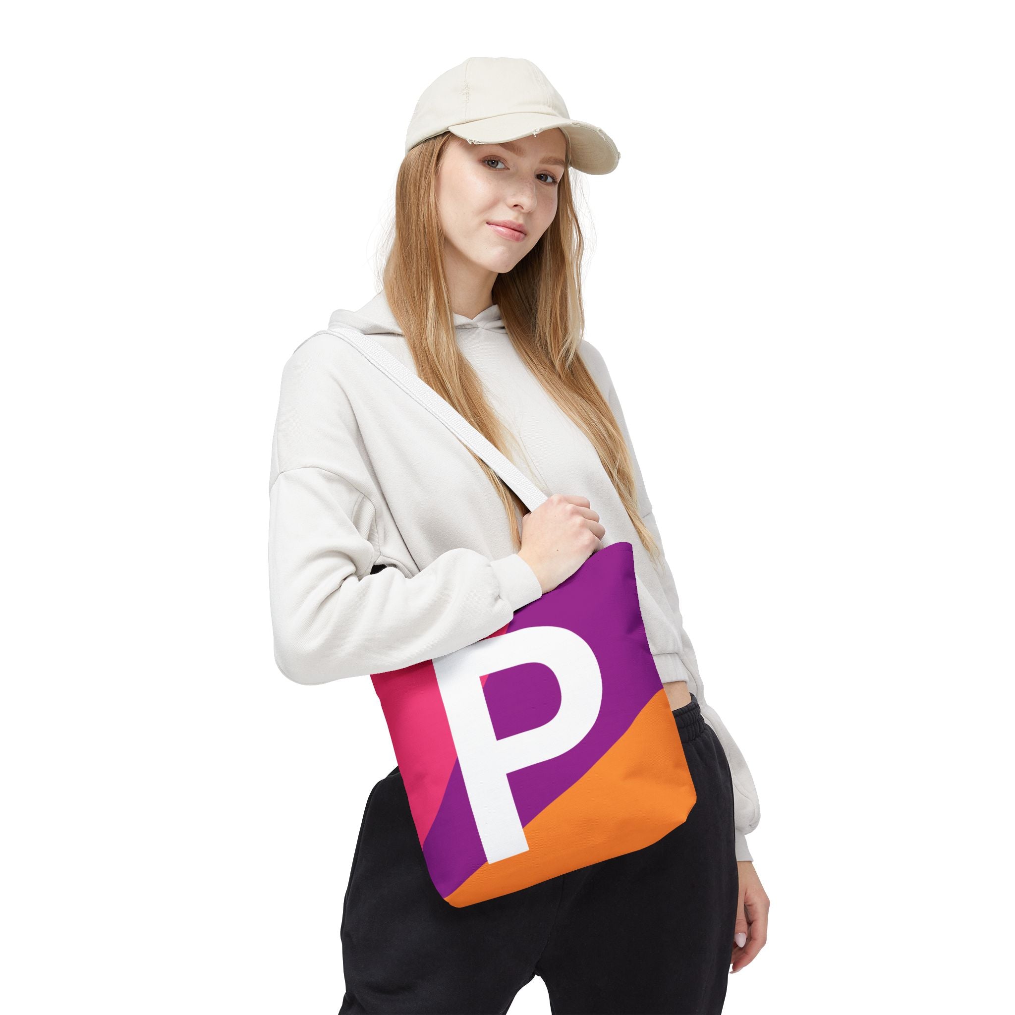 Monogram 'P' Colorblock Tote Bag — Personalized Initial P Shoulder Tote