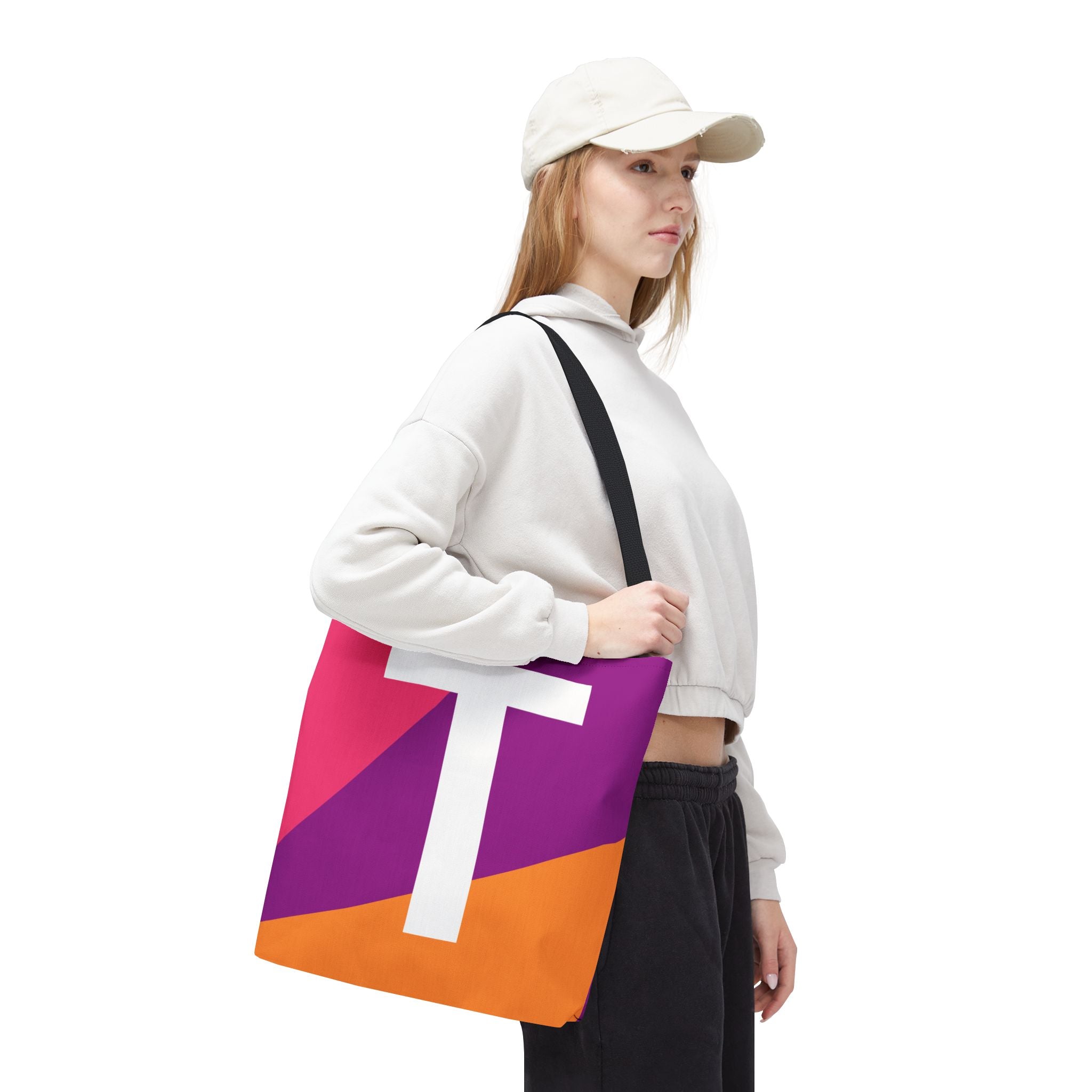 Monogram 'T' Colorblock Tote Bag — Personalized Initial T Shoulder Tote
