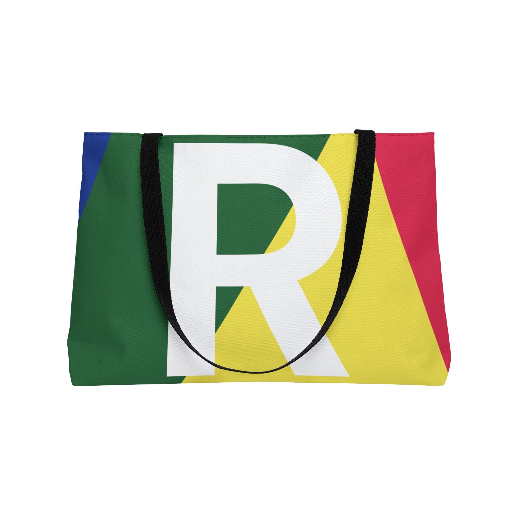 Personalized 'R' Colorblock Tote Bag — Monogram Weekender Tote