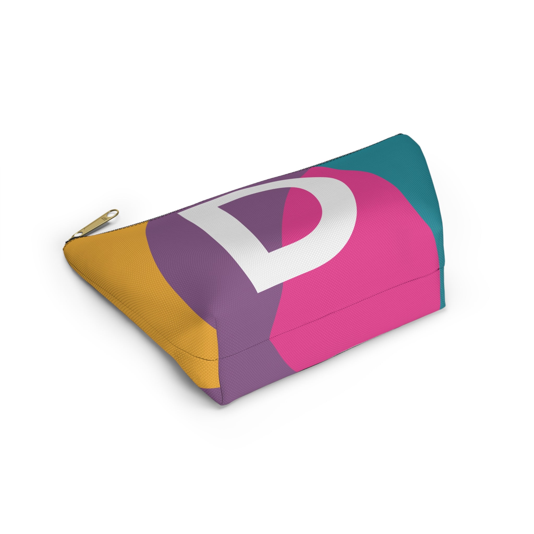 Initials Colorblock Accessory Pouch — Monogram D T-Bottom Cosmetic Bag