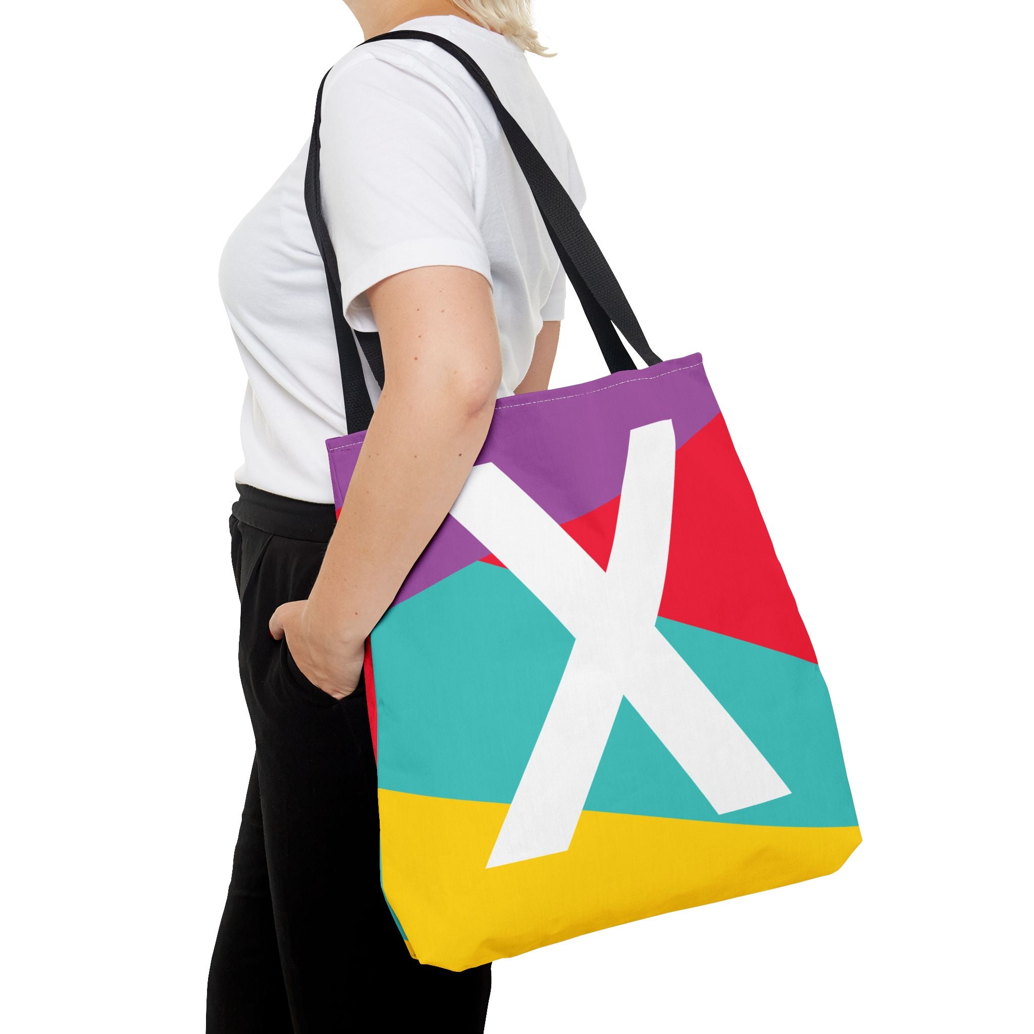 Monogram 'X' Colorblock Tote Bag — Personalized Initial X Shoulder Tote