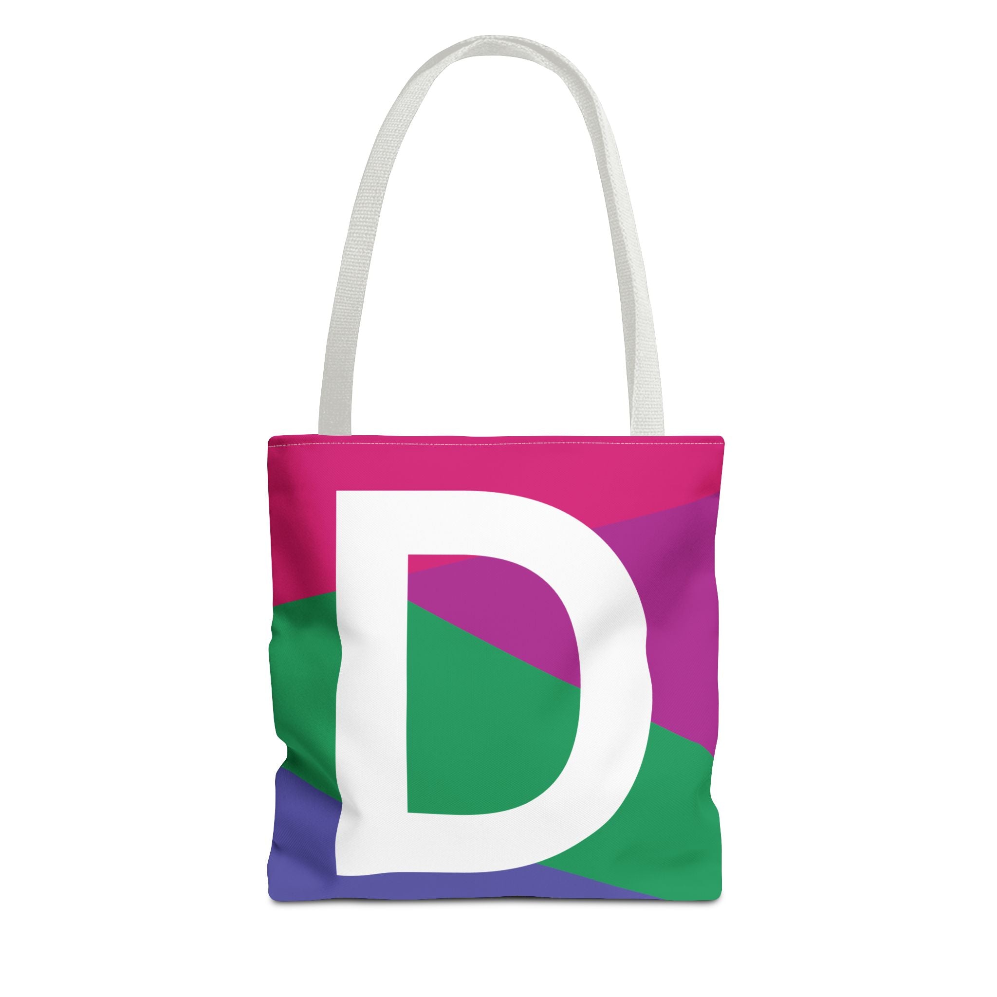 Monogram 'D' Colorblock Tote Bag — Personalized Initial D Shoulder Tote