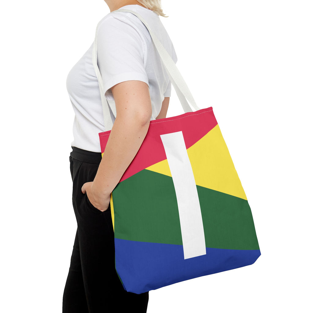 Monogram 'I' Colorblock Tote Bag — Personalized Initial I Shoulder Tote