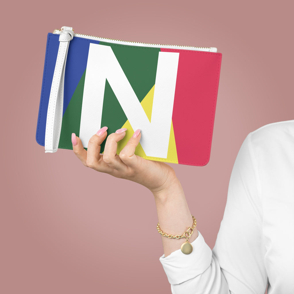 Monogram 'N' Colorblock Clutch Bag — Bold Geometric Wristlet for Everyday & Gifts
