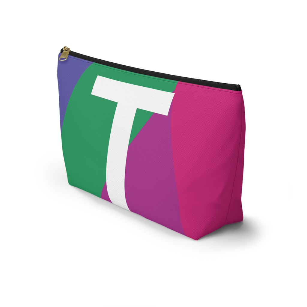 Initials Colorblock Accessory Pouch — Monogram T T-Bottom Cosmetic Bag
