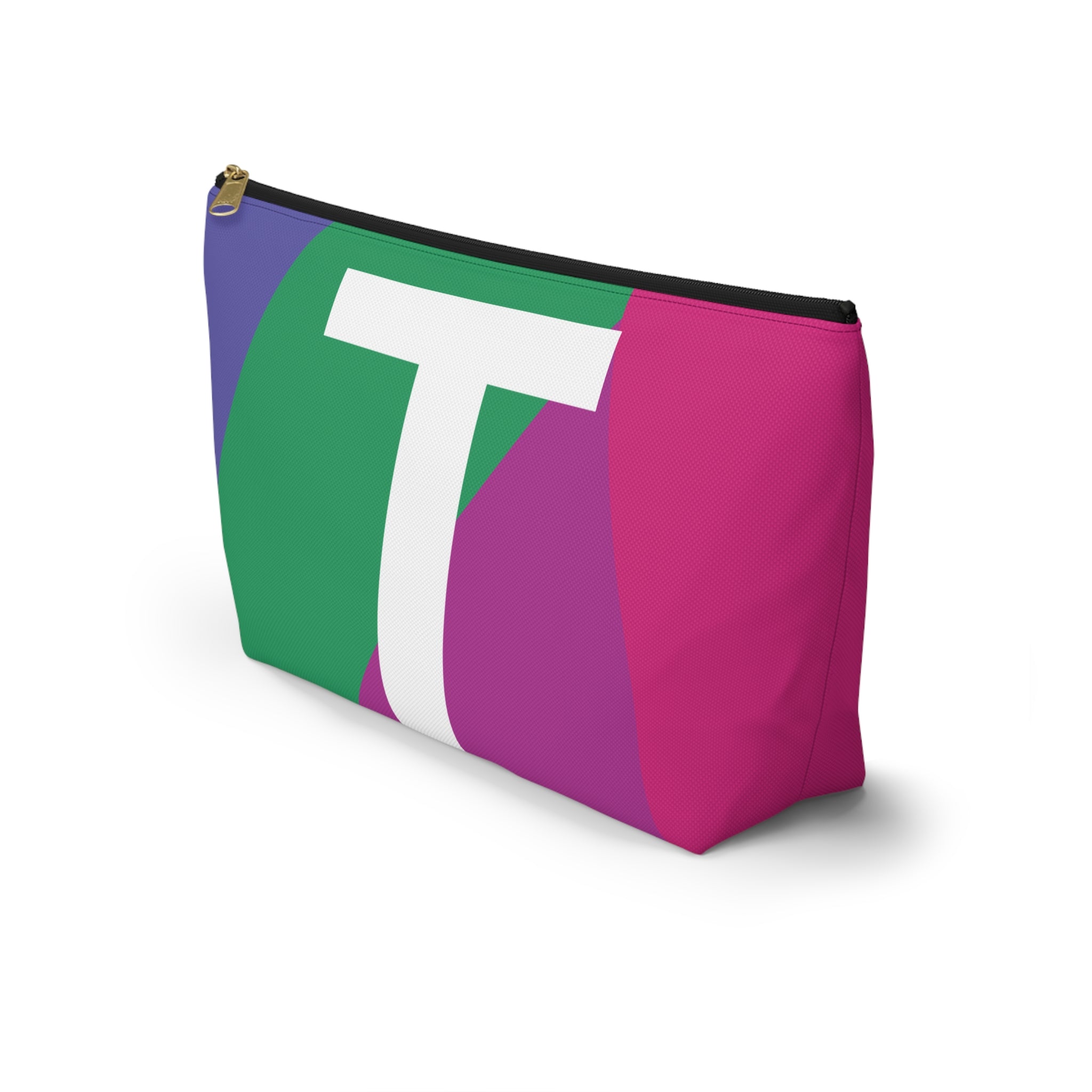 Initials Colorblock Accessory Pouch — Monogram T T-Bottom Cosmetic Bag