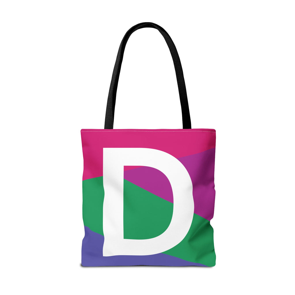 Monogram 'D' Colorblock Tote Bag — Personalized Initial D Shoulder Tote