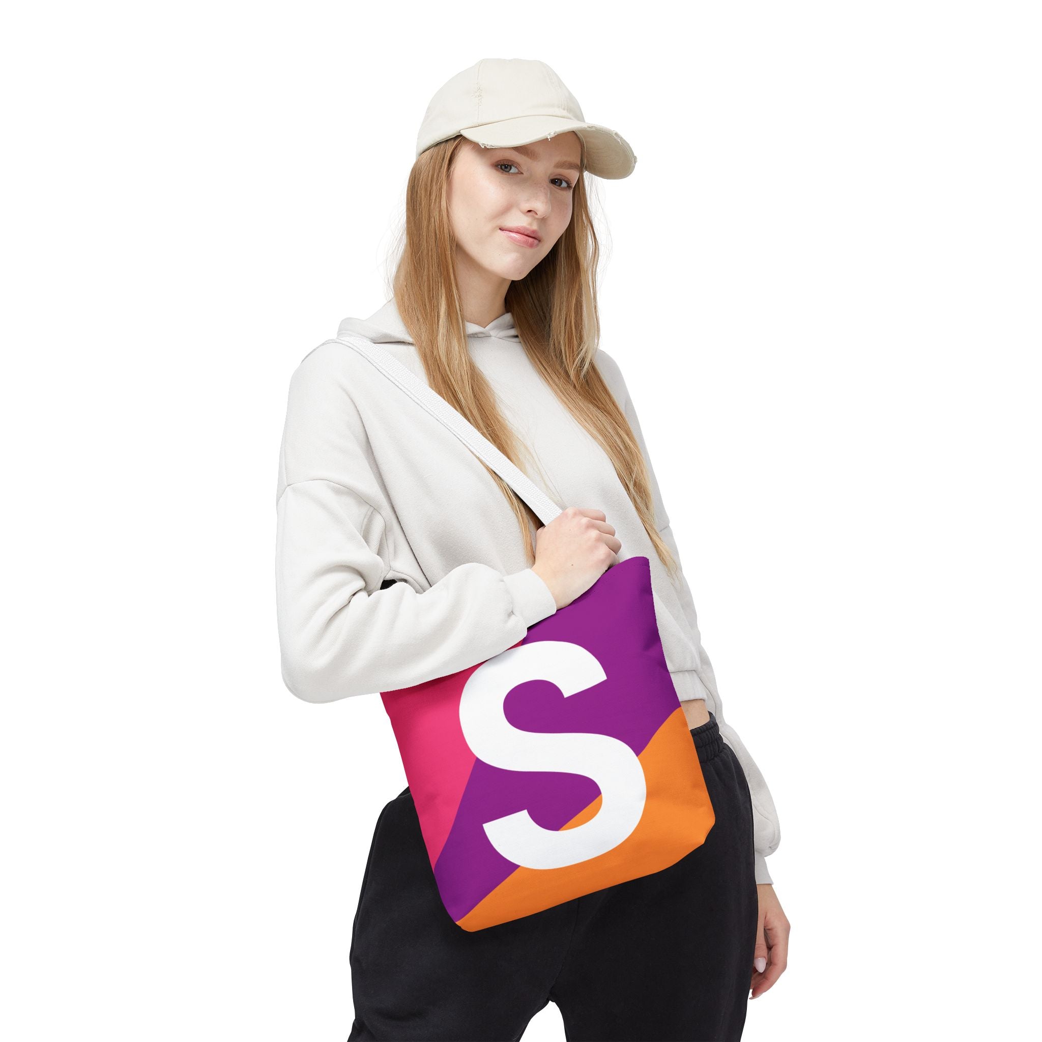 Monogram 'S' Colorblock Tote Bag — Personalized Initial S Shoulder Tote