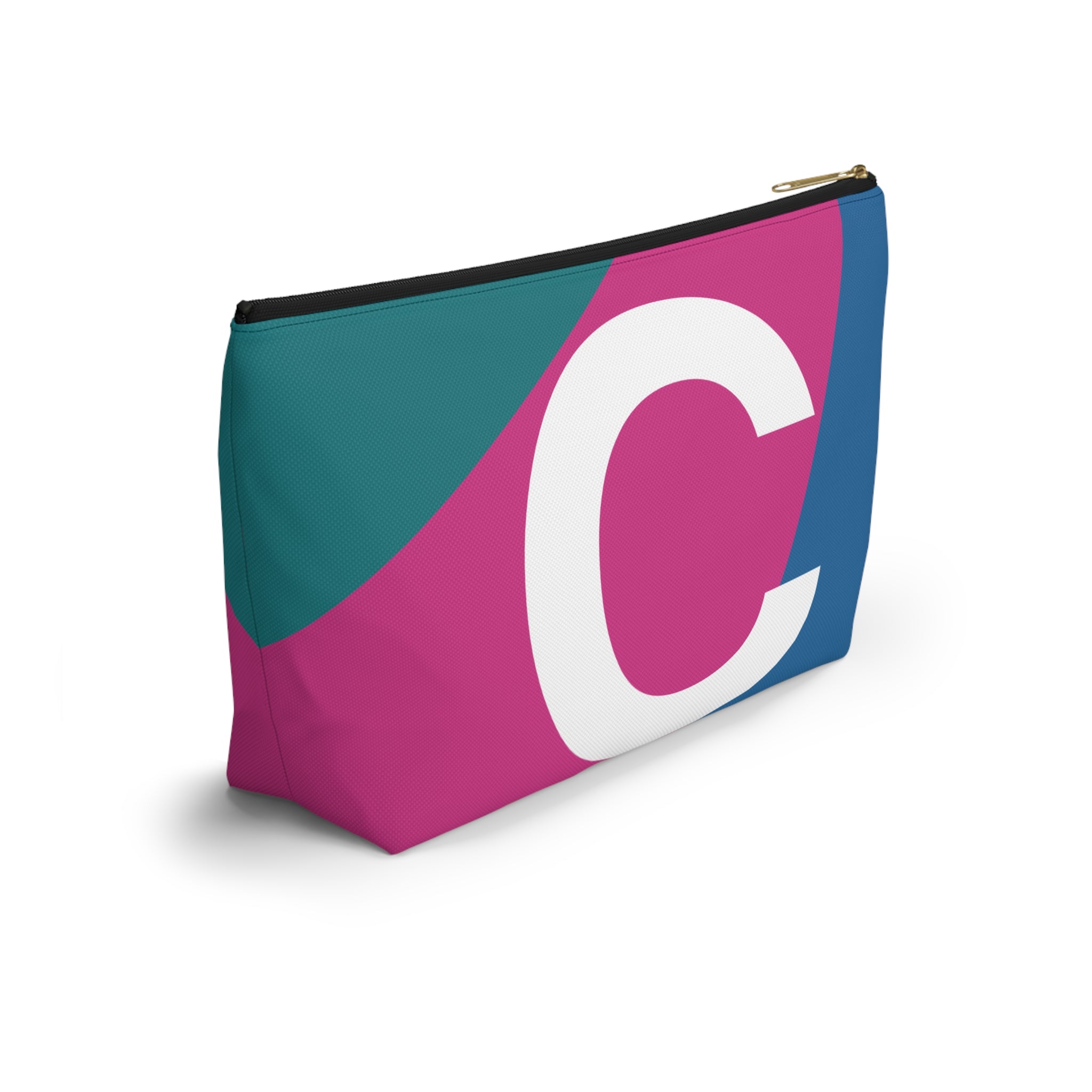 Initials Colorblock Accessory Pouch — Monogram C T-Bottom Cosmetic Bag