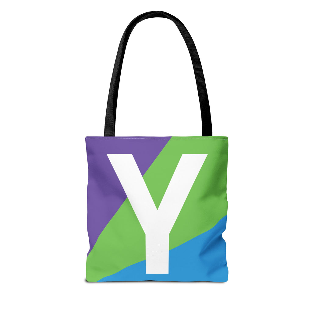 Monogram 'Y' Colorblock Tote Bag — Personalized Initial Y Shoulder Tote