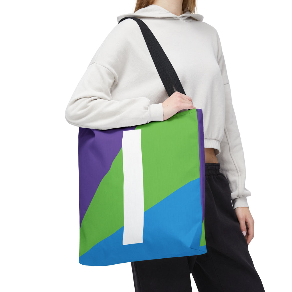 Monogram 'I' Colorblock Tote Bag — Personalized Initial I Shoulder Tote