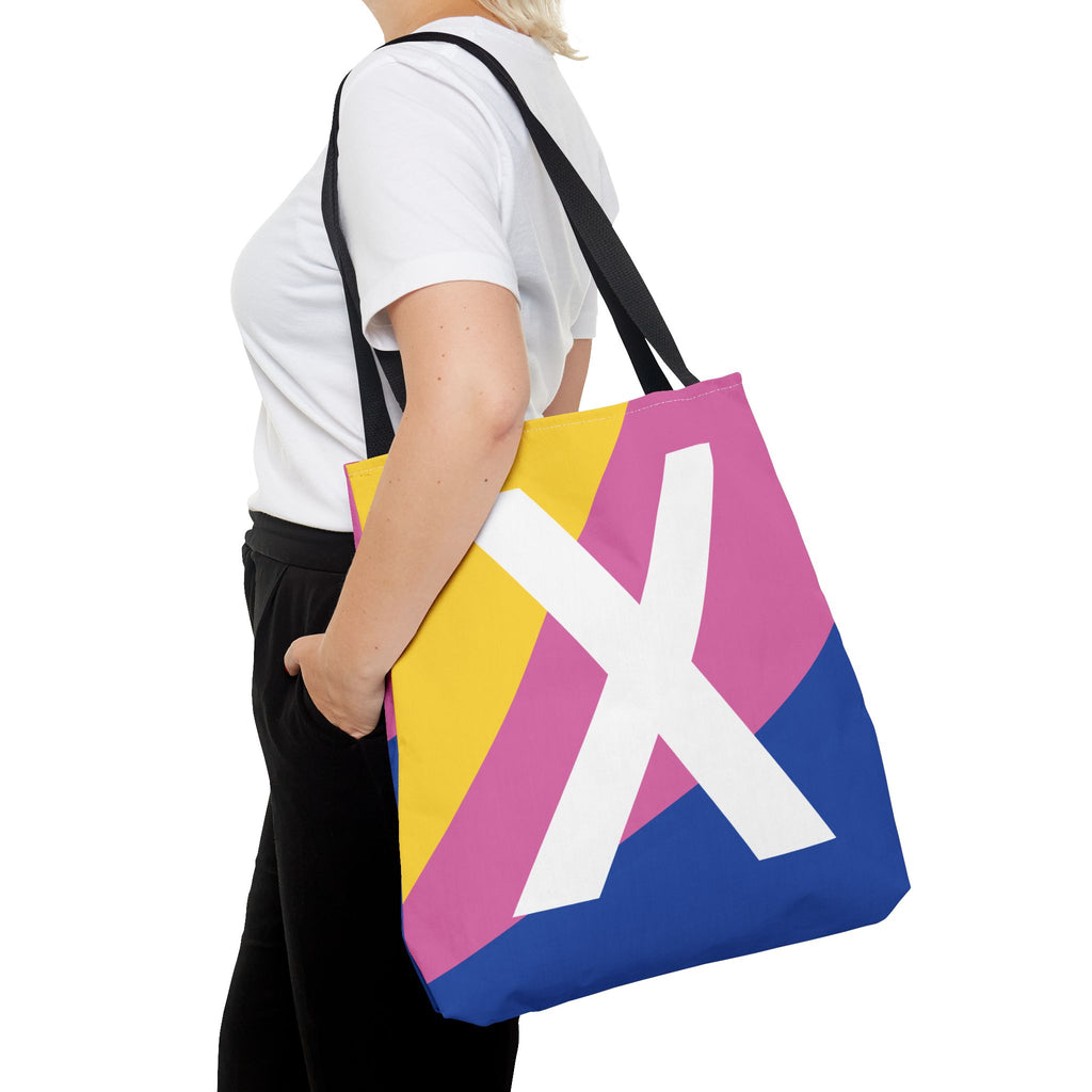 Monogram 'X' Colorblock Tote Bag — Personalized Initial X Shoulder Tote