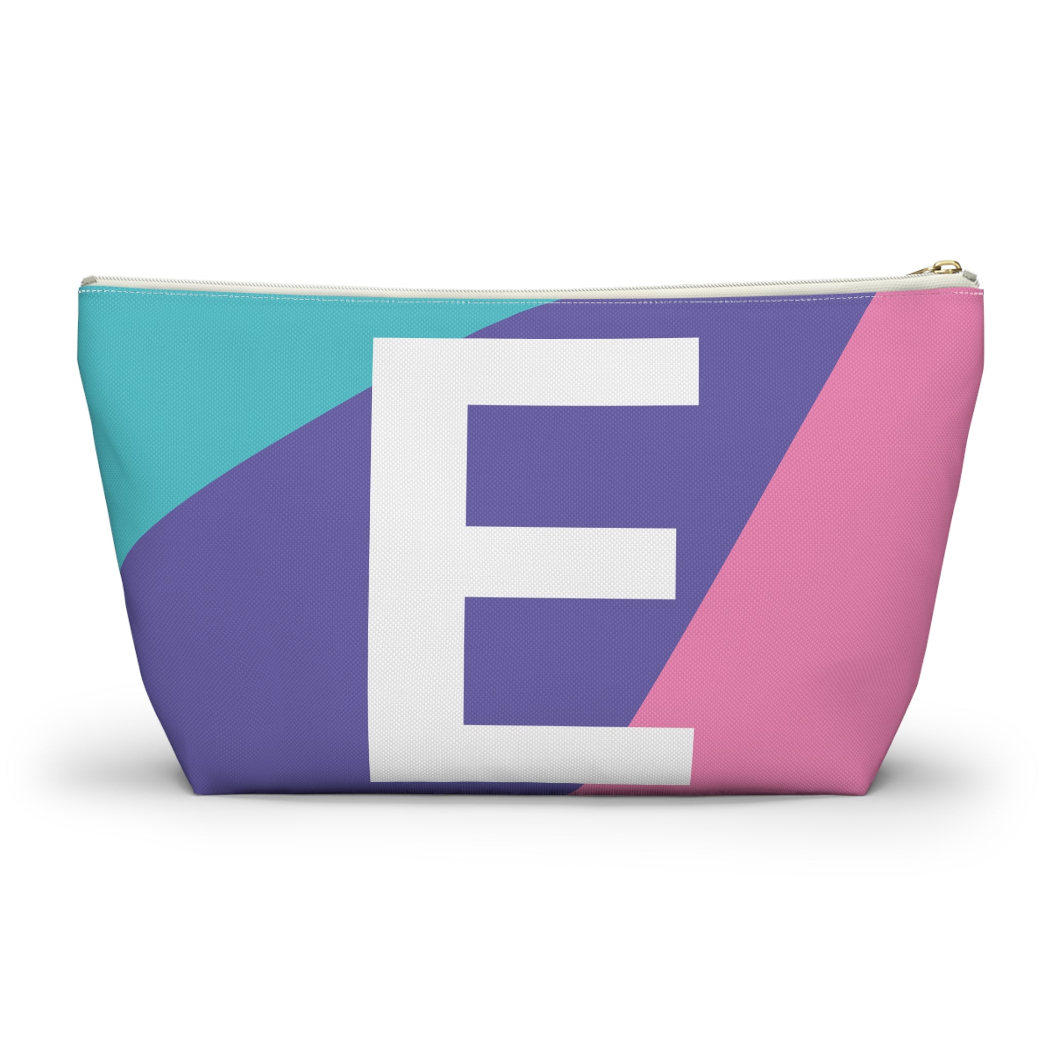 Initials Colorblock Accessory Pouch — Monogram E T-Bottom Cosmetic Bag