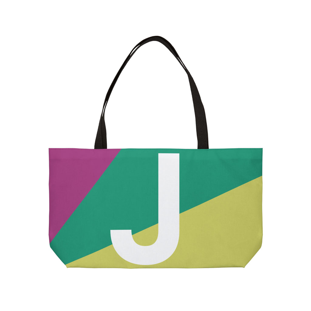 Personalized 'J' Colorblock Tote Bag — Monogram Weekender Tote