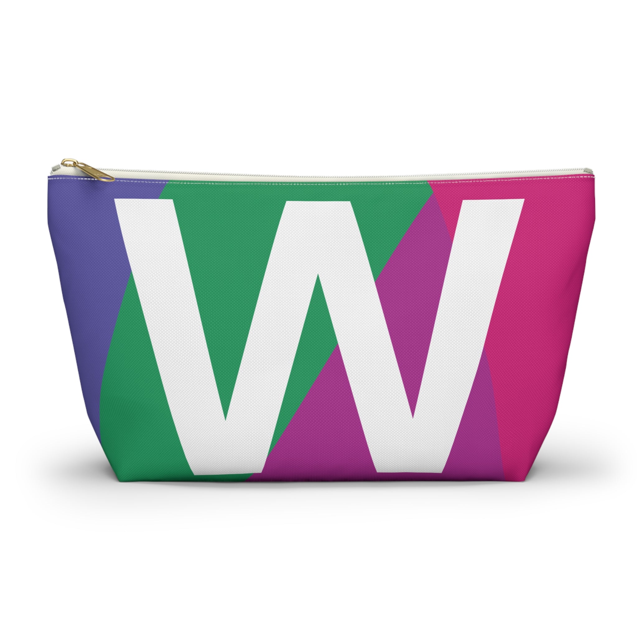 Initials Colorblock Accessory Pouch — Monogram W T-Bottom Cosmetic Bag