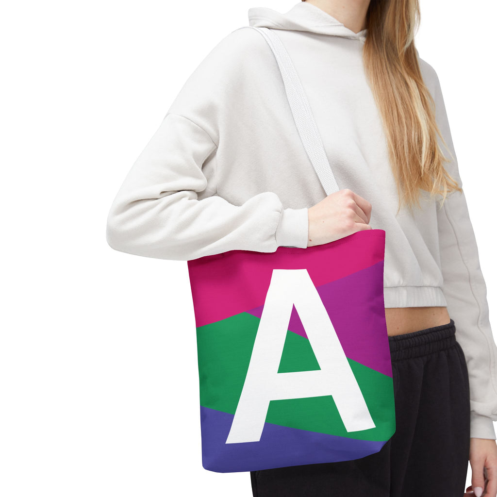 Monogram 'A' Colorblock Tote Bag — Personalized Initial A Shoulder Tote