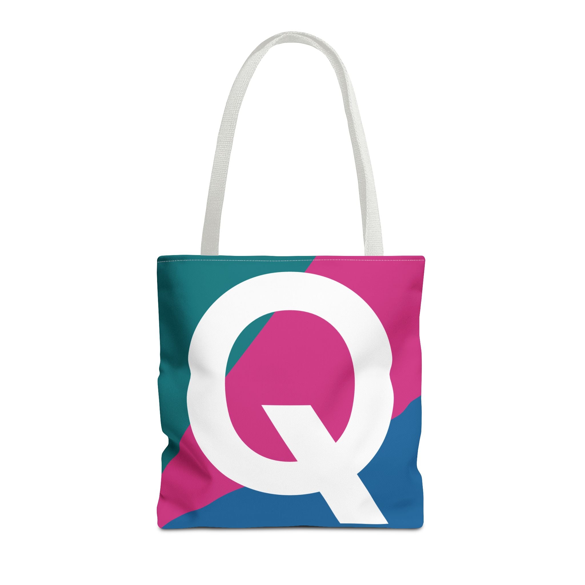 Monogram 'Q' Colorblock Tote Bag — Personalized Initial Q Shoulder Tote