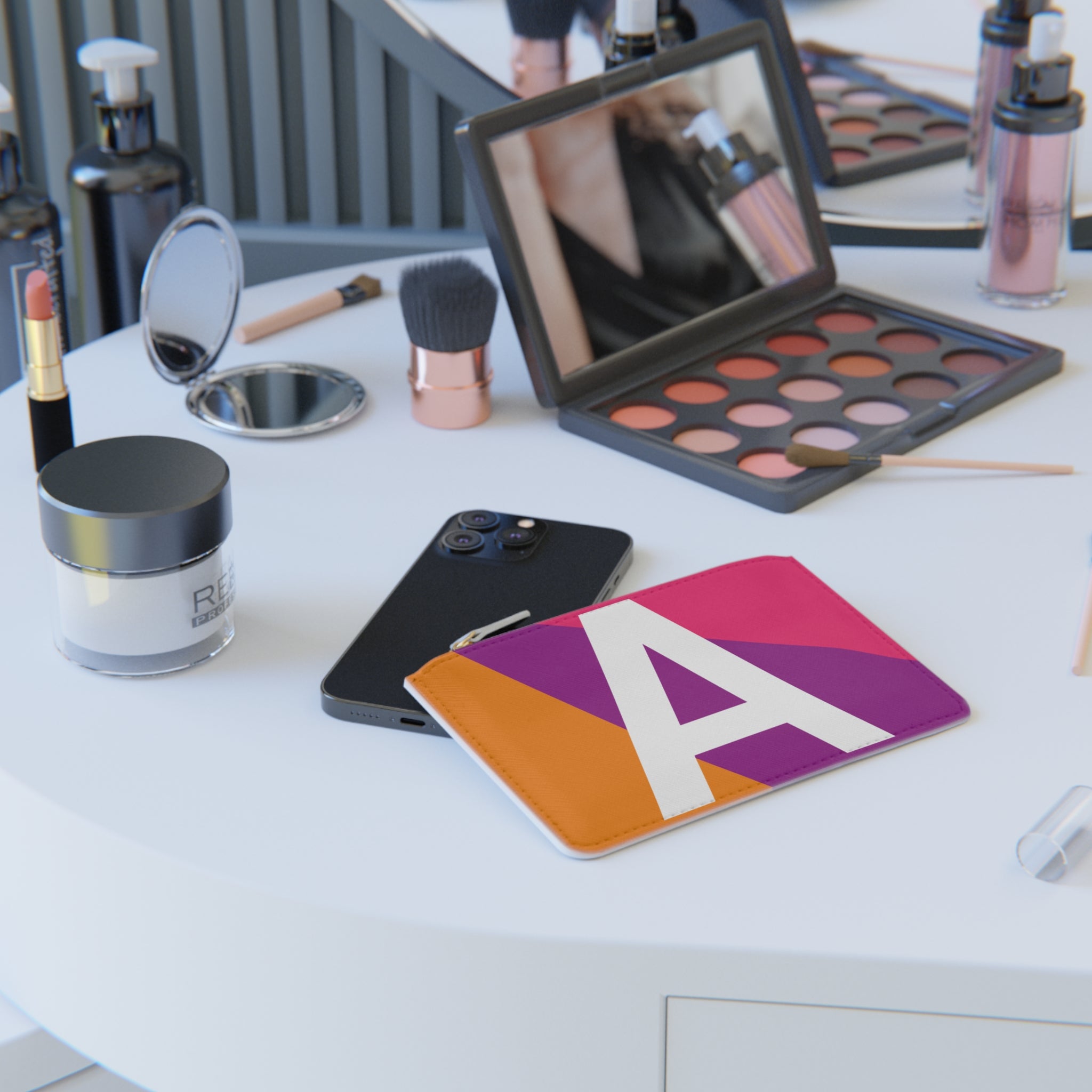 Initial A Mini Clutch — Colorblock Monogram Wristlet Wallet