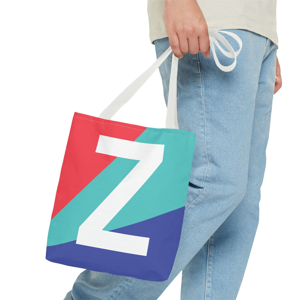 Monogram 'Z' Colorblock Tote Bag — Personalized Initial Z Shoulder Tote