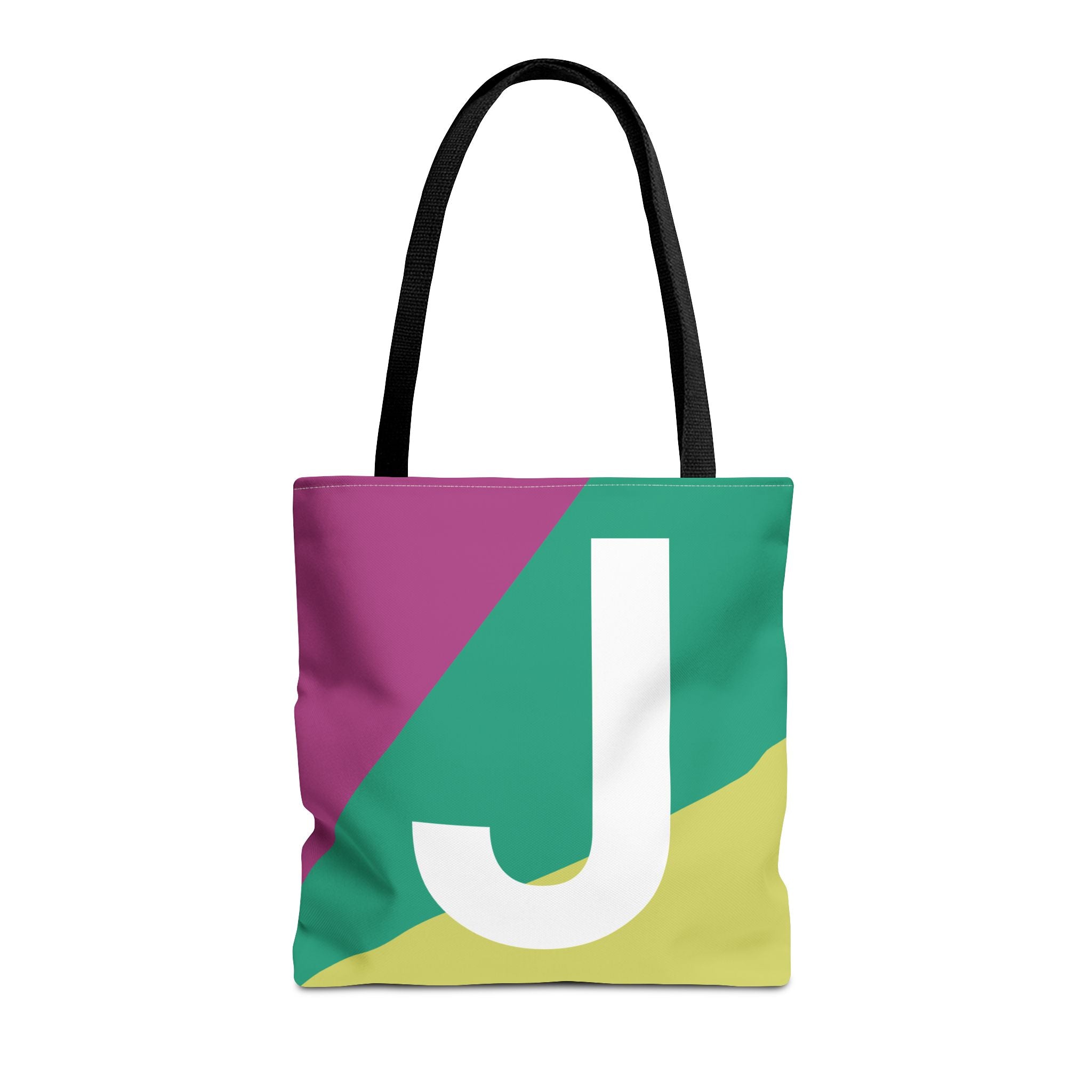Monogram 'J' Colorblock Tote Bag — Personalized Initial J Shoulder Tote