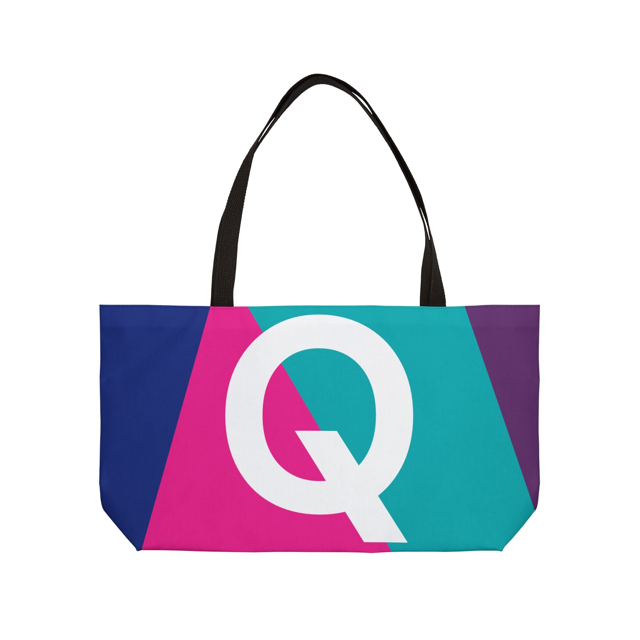 Personalized 'Q' Colorblock Tote Bag — Monogram Weekender Tote