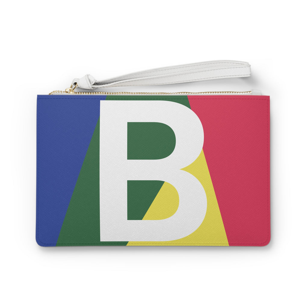 Monogram 'B' Colorblock Clutch Bag — Bold Geometric Wristlet for Everyday & Gifts