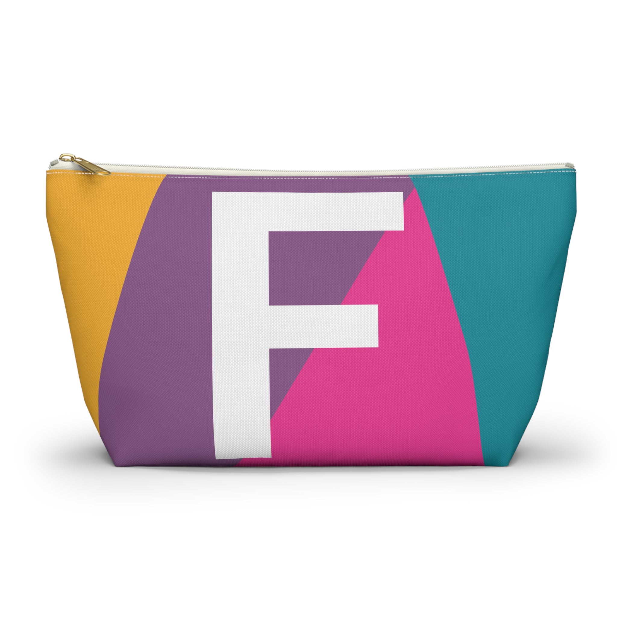 Initials Colorblock Accessory Pouch — Monogram F T-Bottom Cosmetic Bag