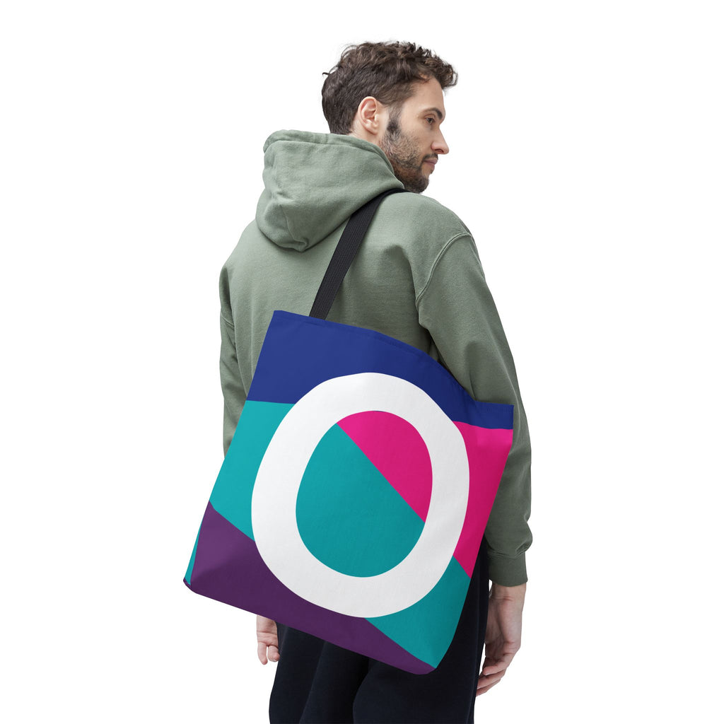 Monogram 'O' Colorblock Tote Bag — Personalized Initial O Shoulder Tote