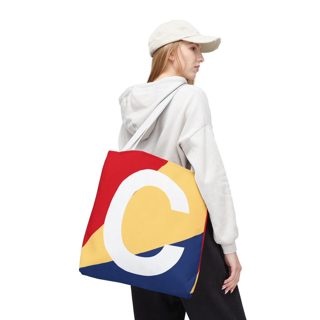 Monogram 'C' Colorblock Tote Bag — Personalized Initial C Shoulder Tote