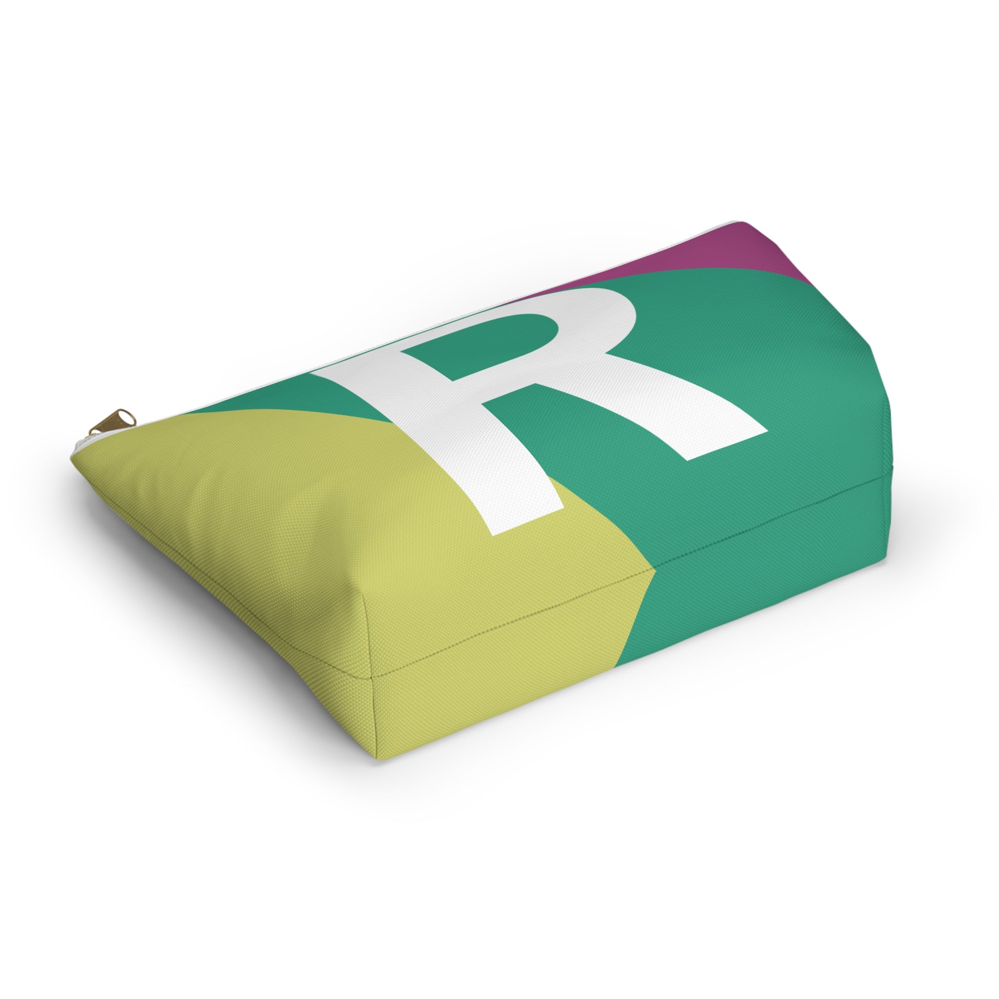 Initials Colorblock Accessory Pouch — Monogram R T-Bottom Cosmetic Bag
