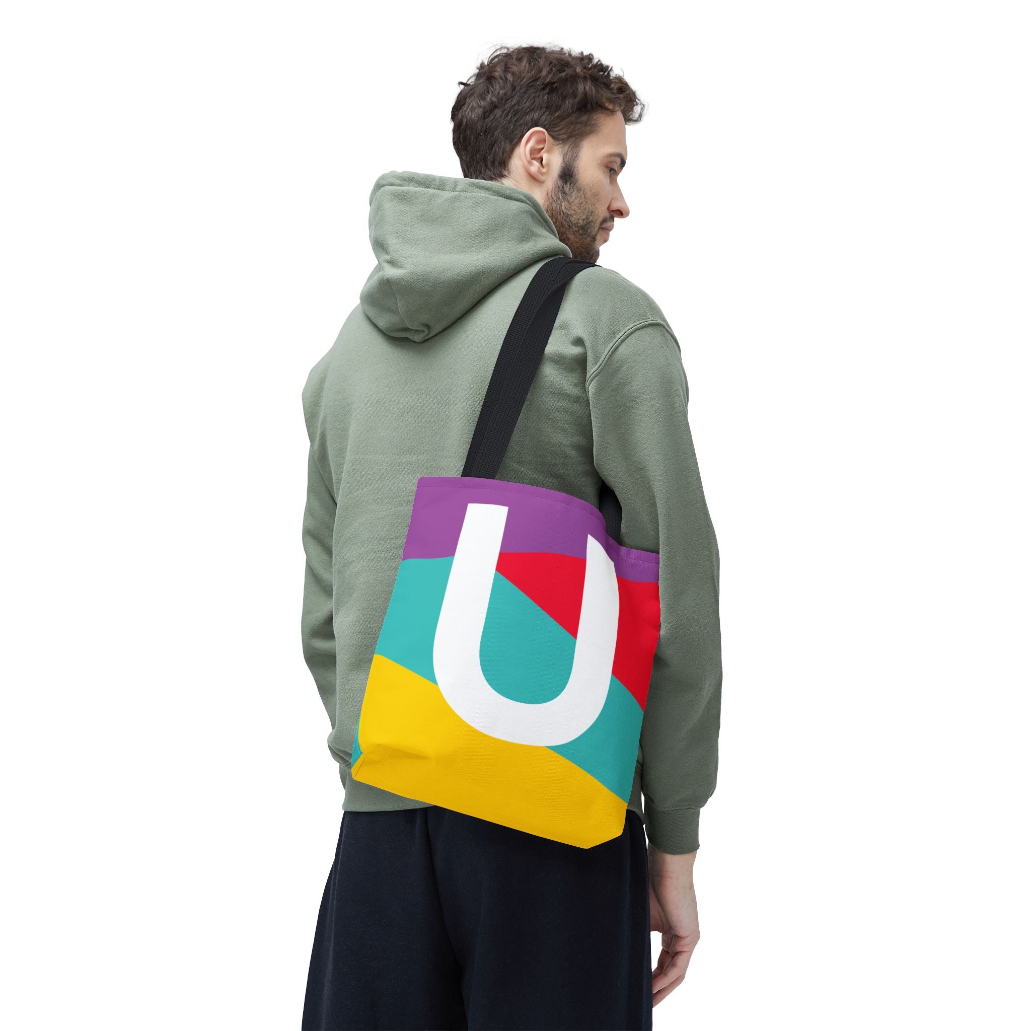 Monogram 'U' Colorblock Tote Bag — Personalized Initial U Shoulder Tote