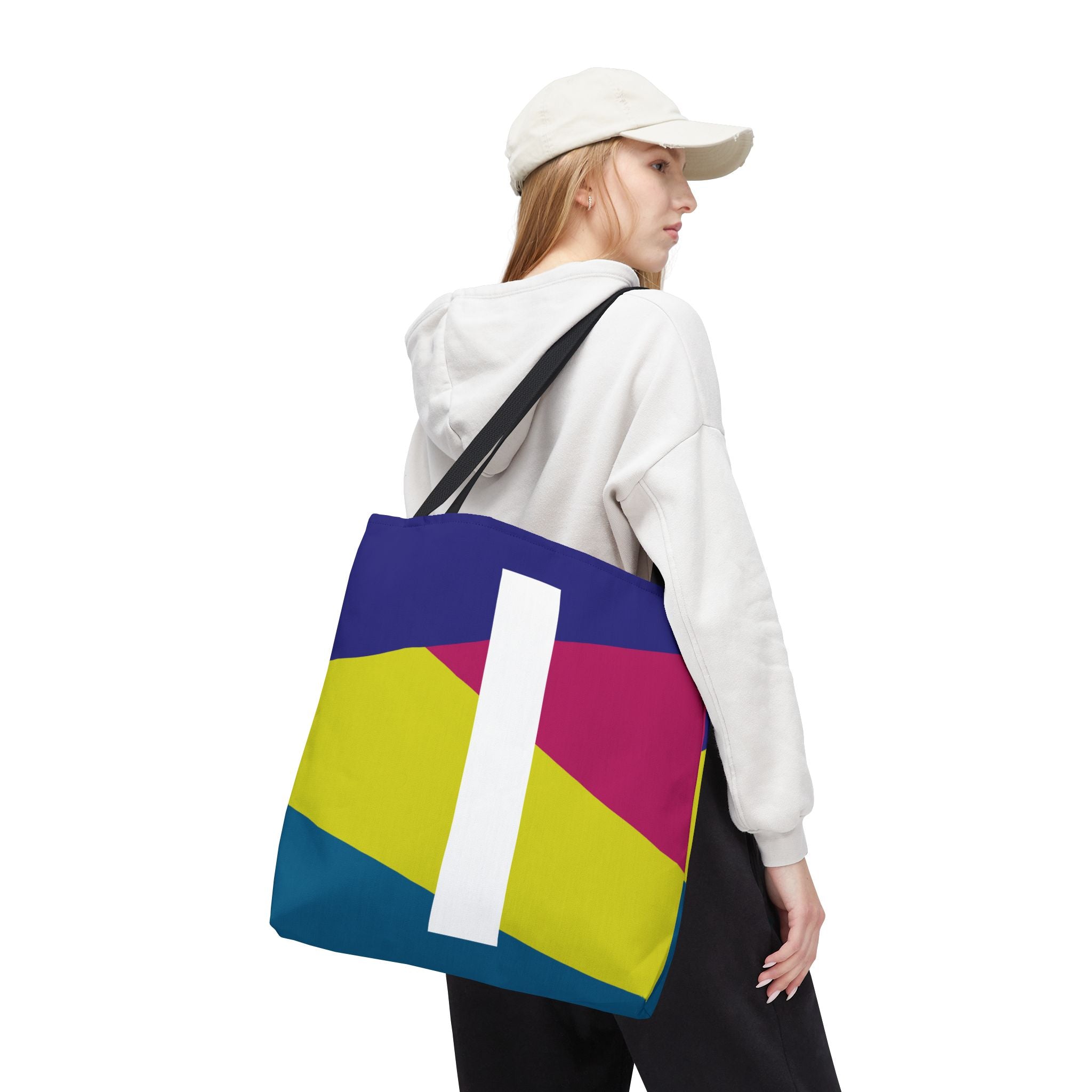 Monogram 'I' Colorblock Tote Bag — Personalized Initial I Shoulder Tote