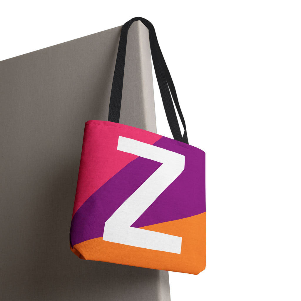 Monogram 'Z' Colorblock Tote Bag — Personalized Initial Z Shoulder Tote
