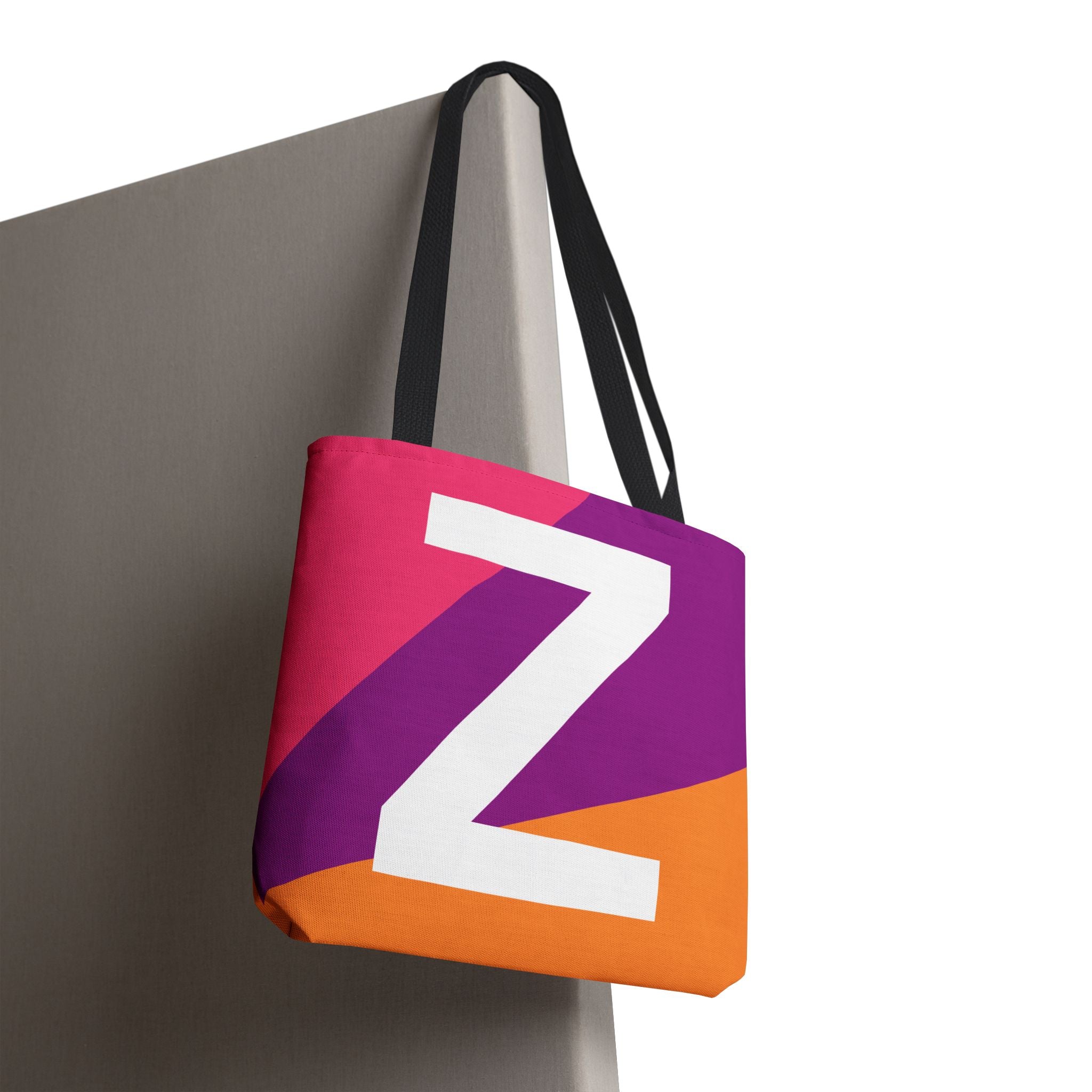 Monogram 'Z' Colorblock Tote Bag — Personalized Initial Z Shoulder Tote