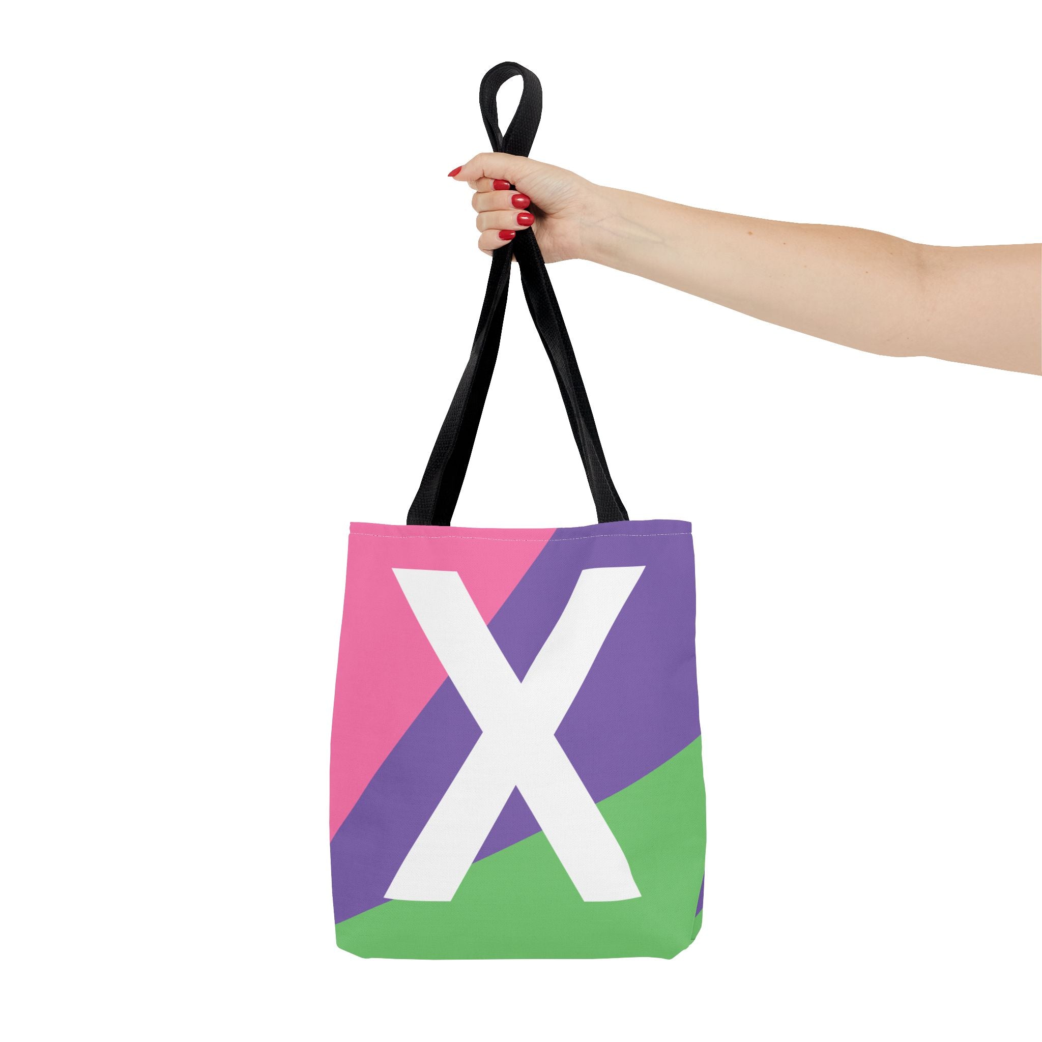 Monogram 'X' Colorblock Tote Bag — Personalized Initial X Shoulder Tote