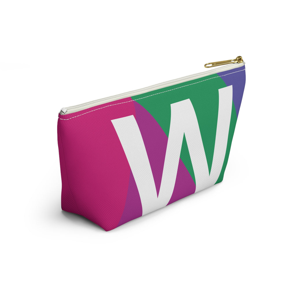 Initials Colorblock Accessory Pouch — Monogram W T-Bottom Cosmetic Bag