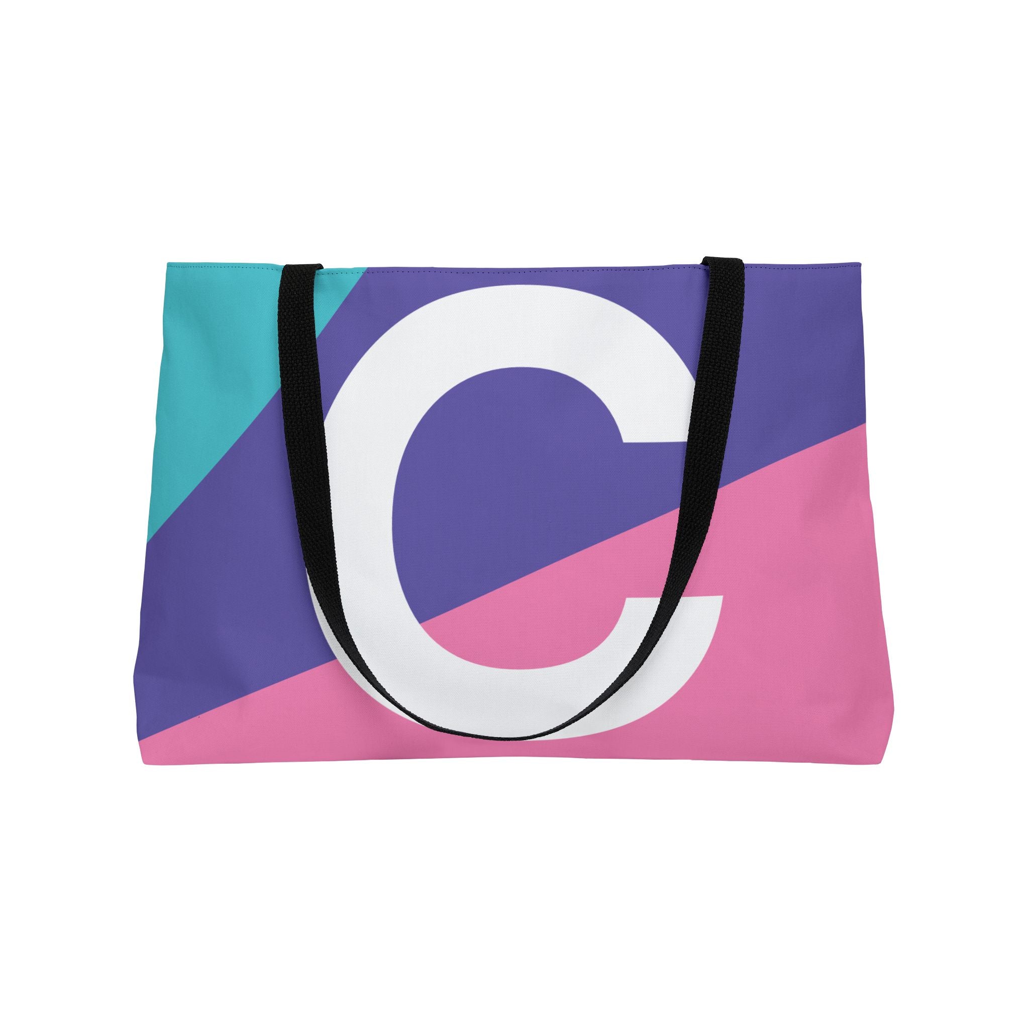 Personalized 'C' Colorblock Tote Bag — Monogram Weekender Tote