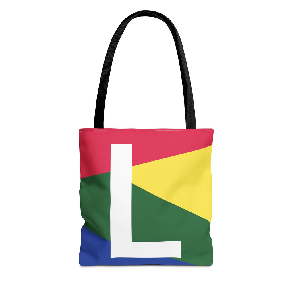Monogram 'L' Colorblock Tote Bag — Personalized Initial L Shoulder Tote