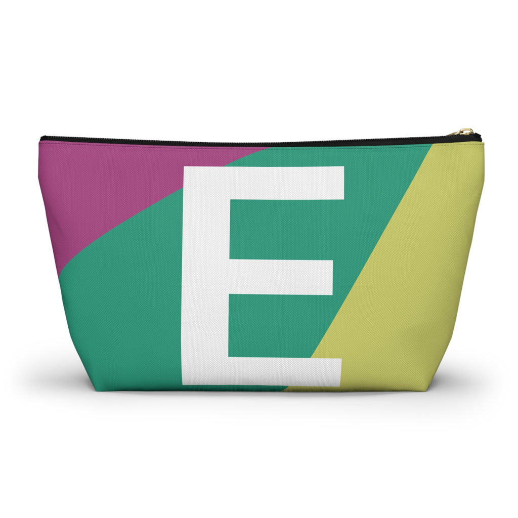 Initials Colorblock Accessory Pouch — Monogram E T-Bottom Cosmetic Bag