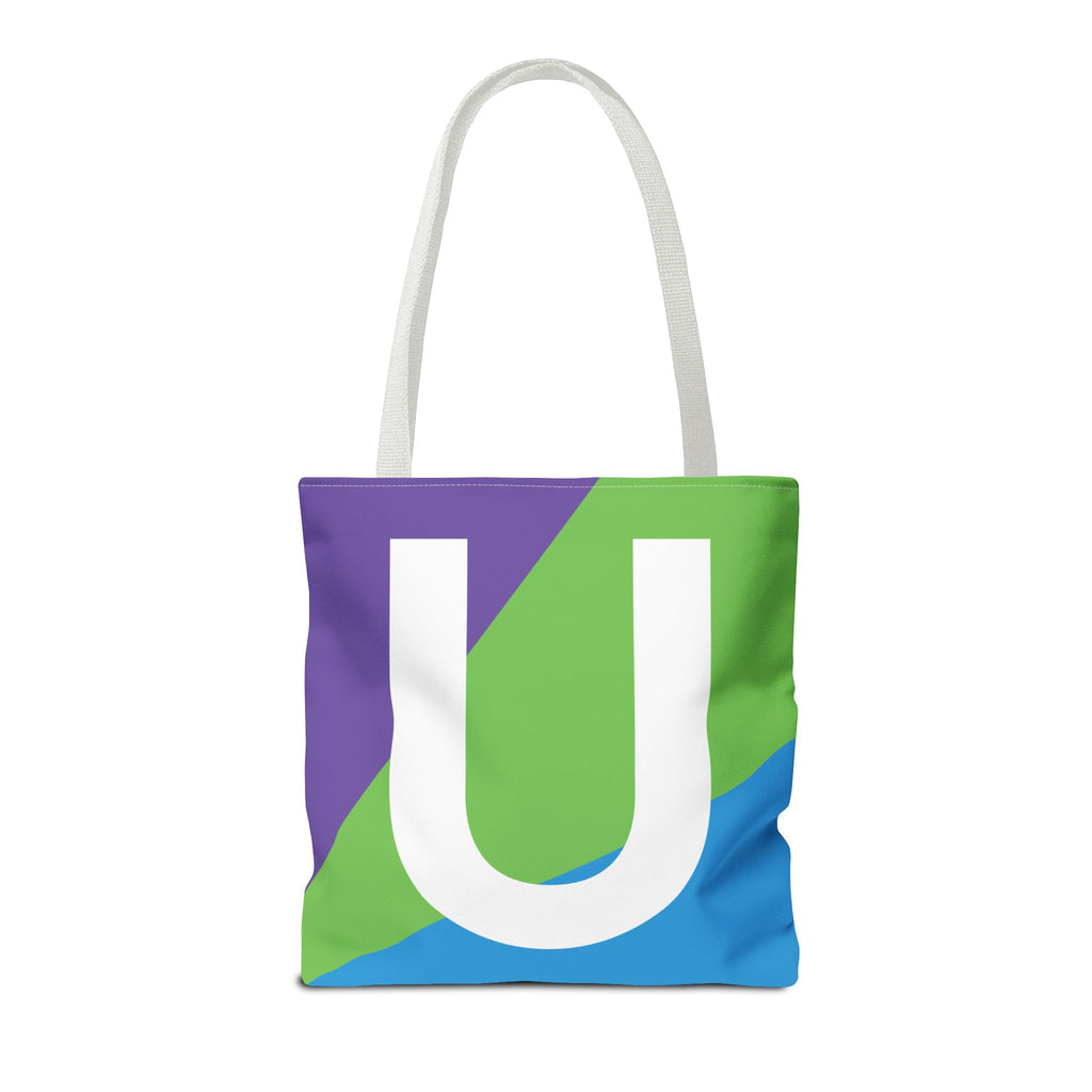 Monogram 'U' Colorblock Tote Bag — Personalized Initial U Shoulder Tote