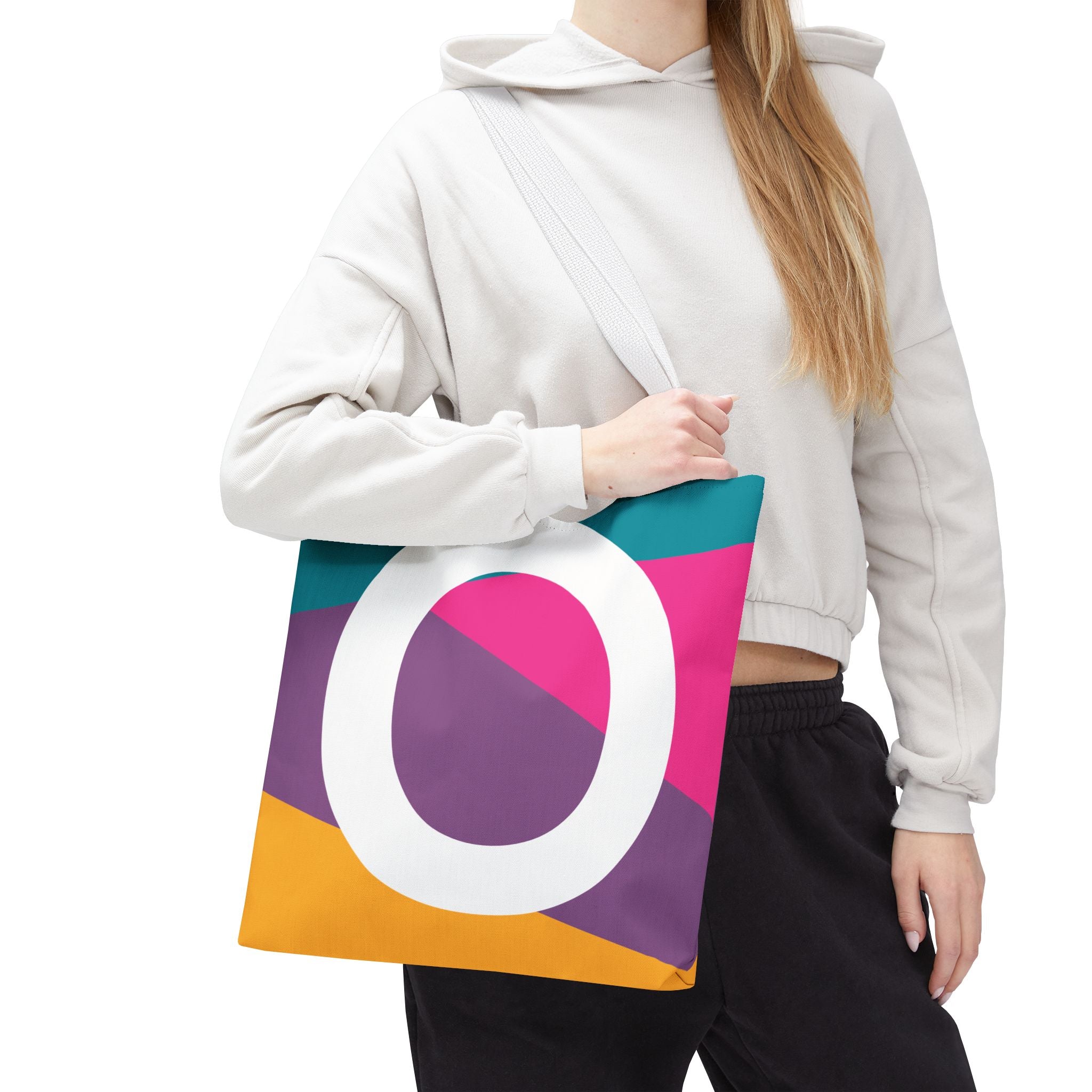 Monogram 'O' Colorblock Tote Bag — Personalized Initial O Shoulder Tote