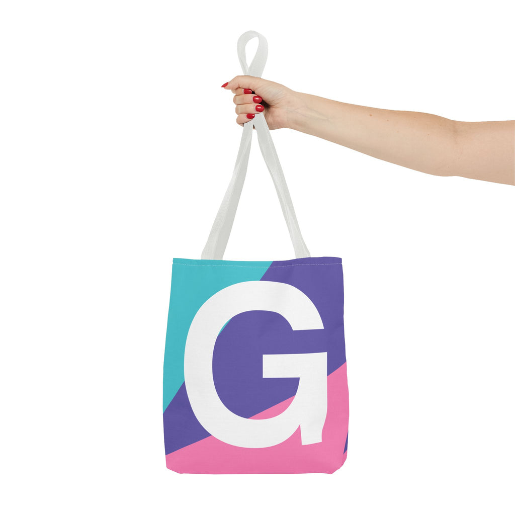 Monogram 'G' Colorblock Tote Bag — Personalized Initial G Shoulder Tote