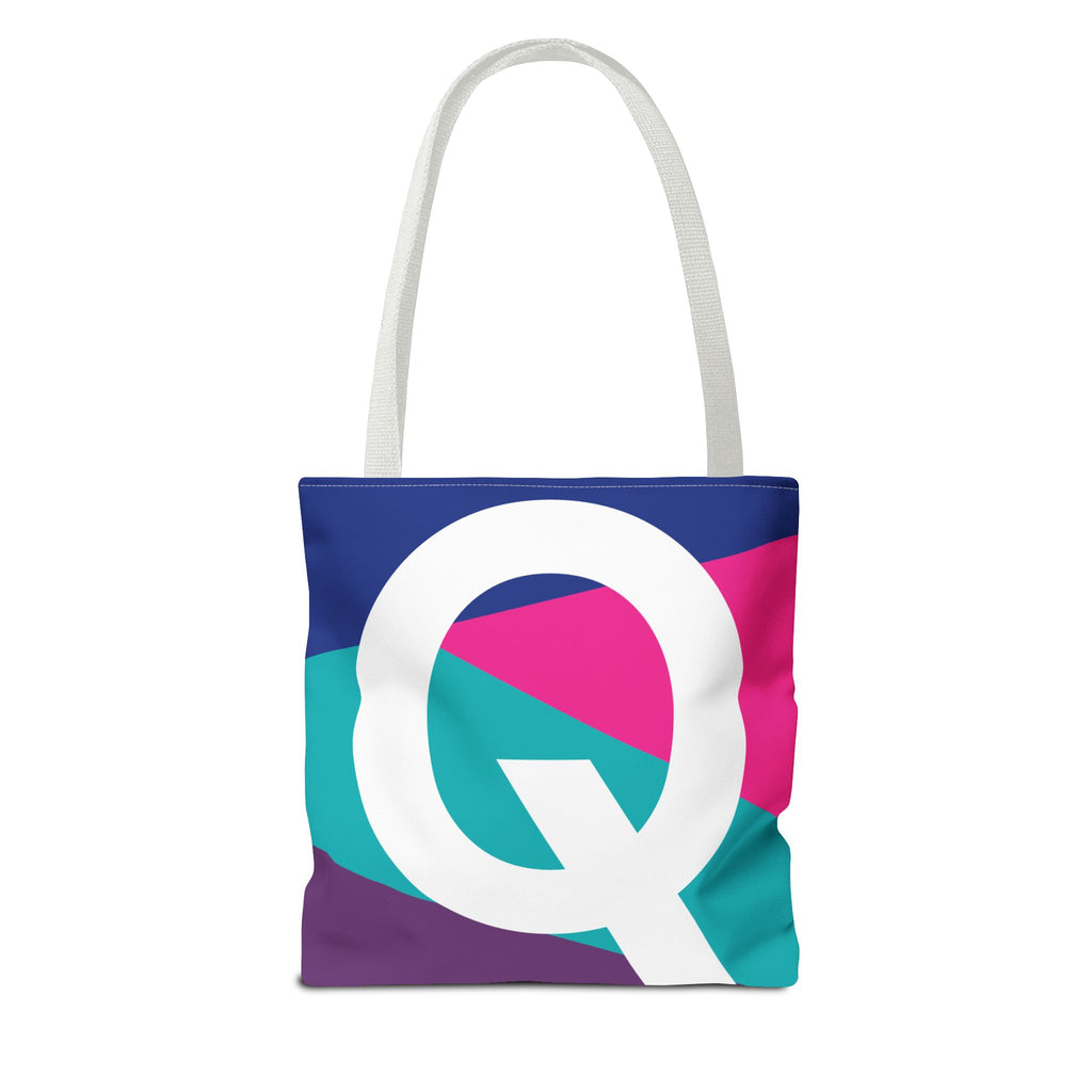 Monogram 'Q' Colorblock Tote Bag — Personalized Initial Q Shoulder Tote