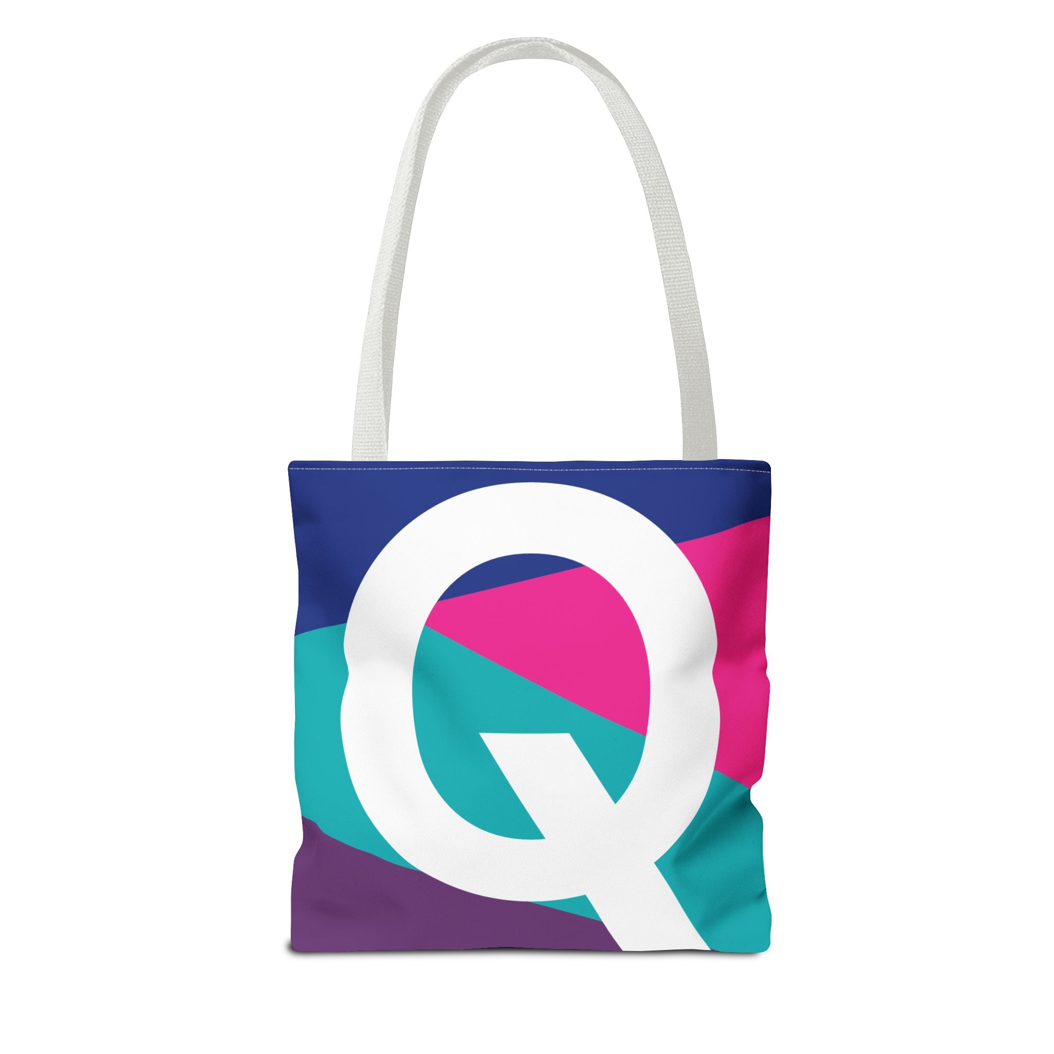 Monogram 'Q' Colorblock Tote Bag — Personalized Initial Q Shoulder Tote